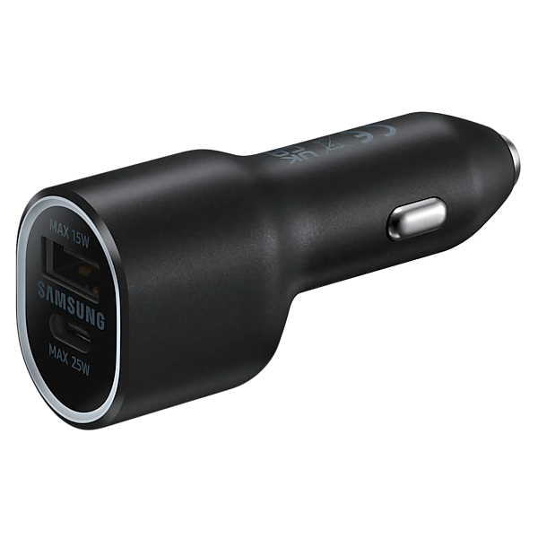 40 W Dual Car Charger (Type-C 25 W, USB-A 15 W, cable not included)