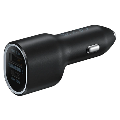 40 W Dual Car Charger (Type-C 25 W, USB-A 15 W, cable not included)